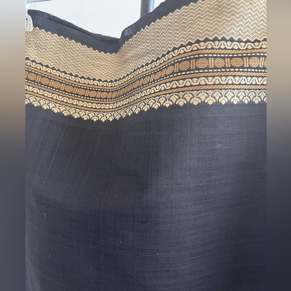 Fabindia handloom 100% cotton black & beige saree sari w stunning palloo - New - Picture 11 of 15